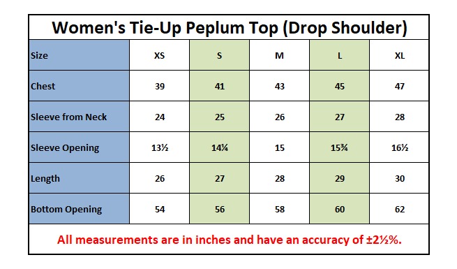 Size chart